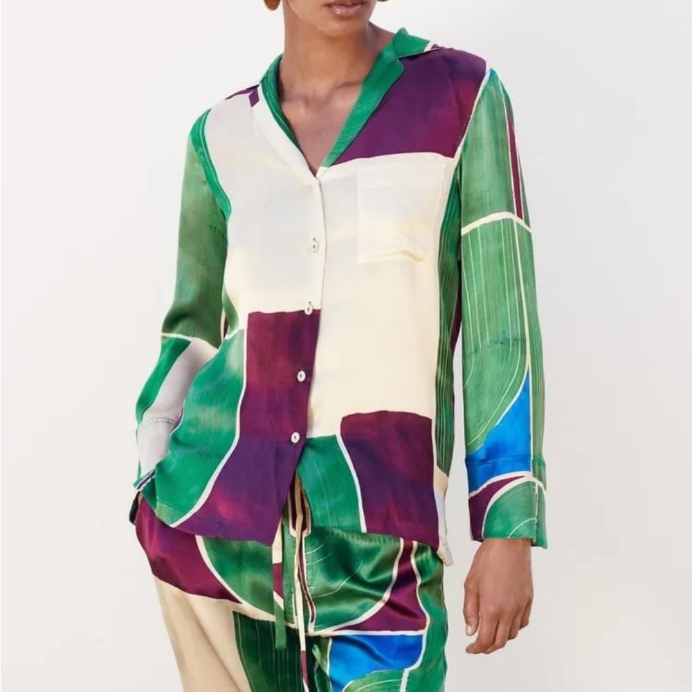 ZARA 100% SILK PRINTED SHIRT - LIMITED EDITION - Picture 4 of 11